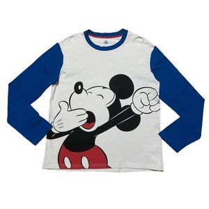 Disney Store Sleepy Mickey Mouse Long Sleeve T Shirt Men’s L Casual Crewneck Top